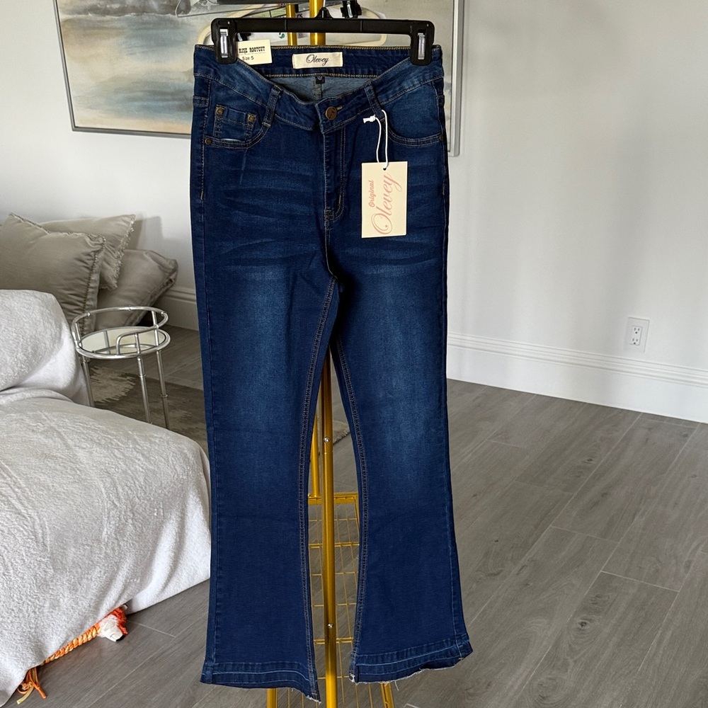 Women's Dark Blue Flare Jeans fashion nova